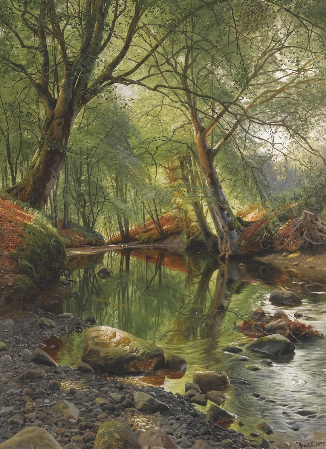 A Woodland Stream (1895) by Peder Mork Monsted